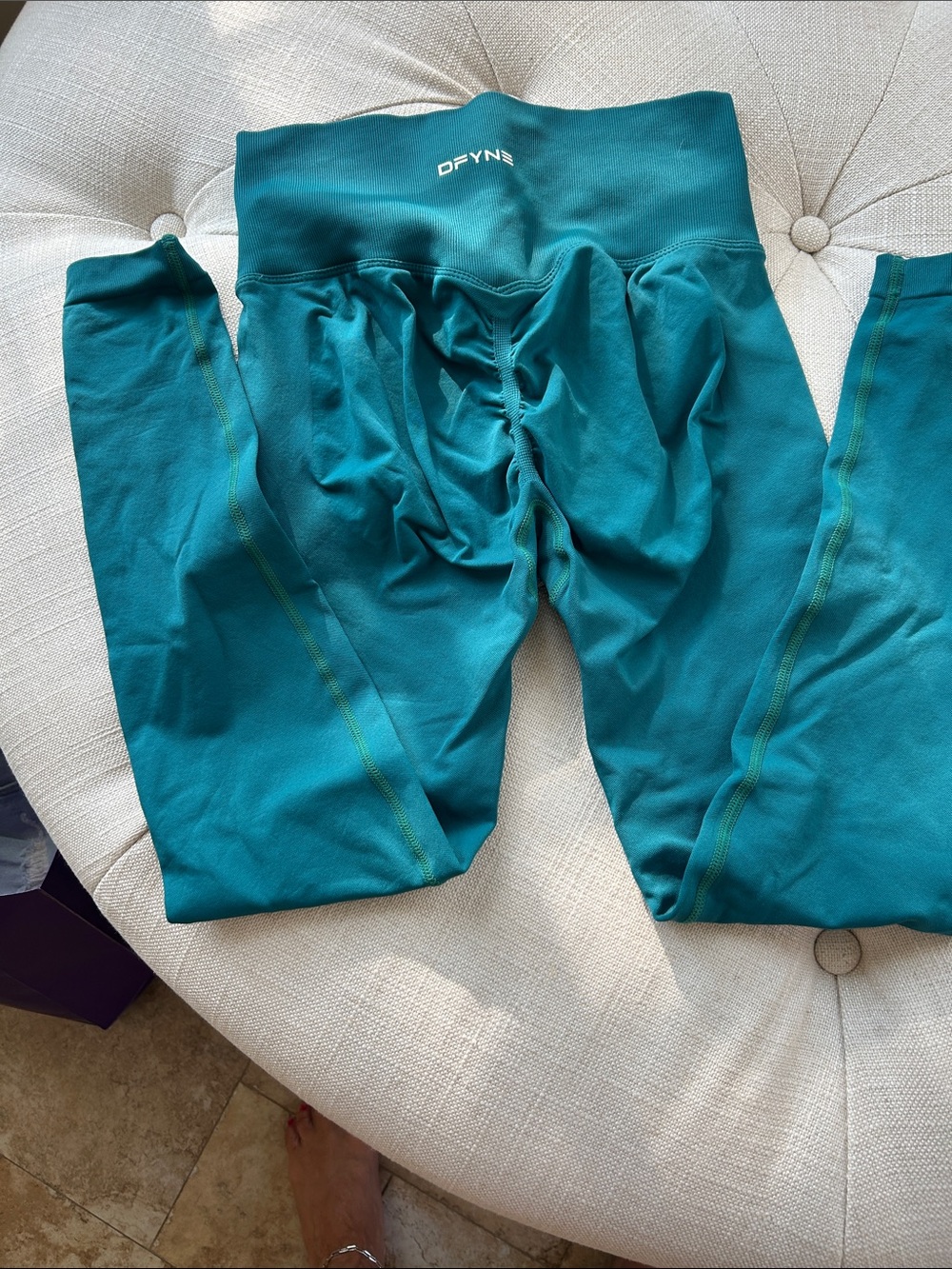Kids DFYNE Teal High-Waist Active Leggings